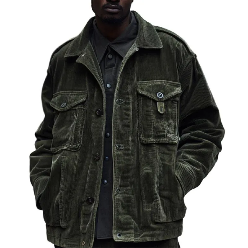 Men's Vintage Army Green Corduroy Jacket 24724255U sold by Manly