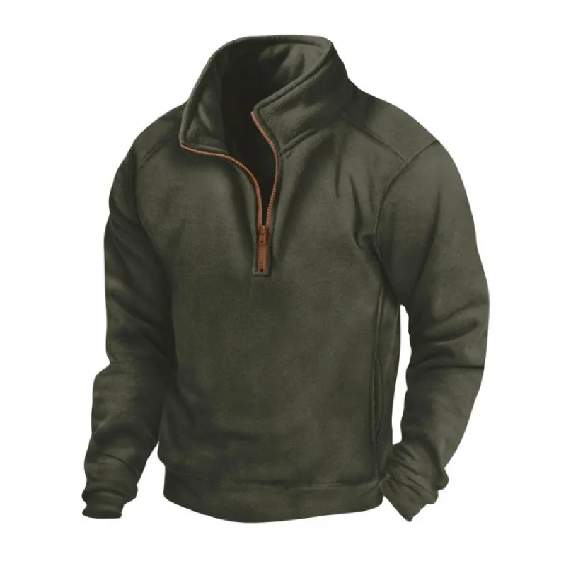 Men's Casual Zipper Stand Collar Loose Tactical Pullover Sweatshirt 29284667M made by Manly