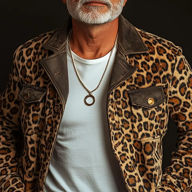 Men's Fashion Colorblock Leopard Suede Lapel Chest Pocket Single Breasted Casual Jacket 64631005Z sold by Manly product image thumbnail 3