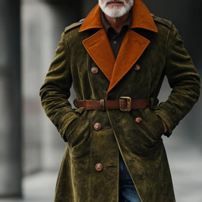 Men's Vintage Colorblock Suede Double Breasted Trench Coat (No Belt) 74003880Y sold by Manly product image thumbnail 2