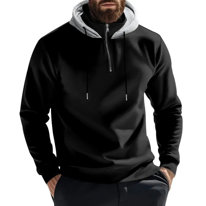 Men's Solid Color Plush Warm Zipper Hooded Sweatshirt 71069586Y sold by Manly