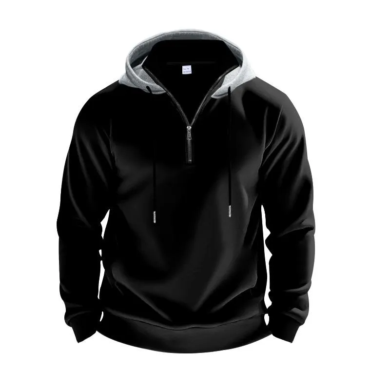Men's Solid Color Plush Warm Zipper Hooded Sweatshirt 71069586Y sold by Manly product image thumbnail 5
