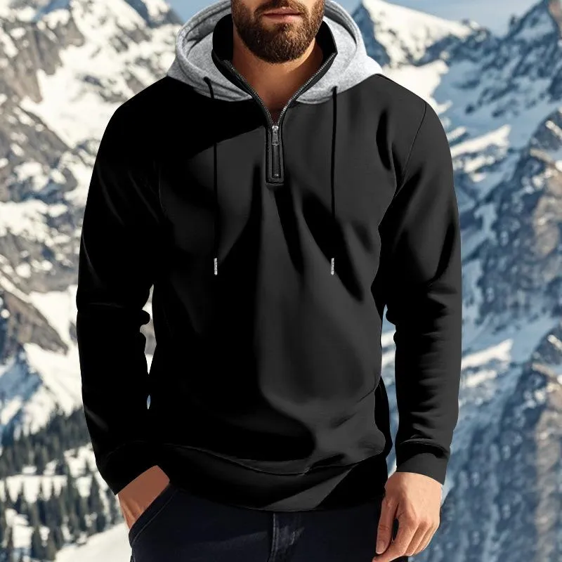 Men's Solid Color Plush Warm Zipper Hooded Sweatshirt 71069586Y sold by Manly product image thumbnail 2