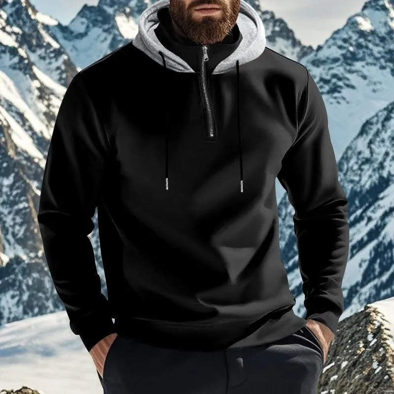 Men's Solid Color Plush Warm Zipper Hooded Sweatshirt 71069586Y sold by Manly product image thumbnail 3