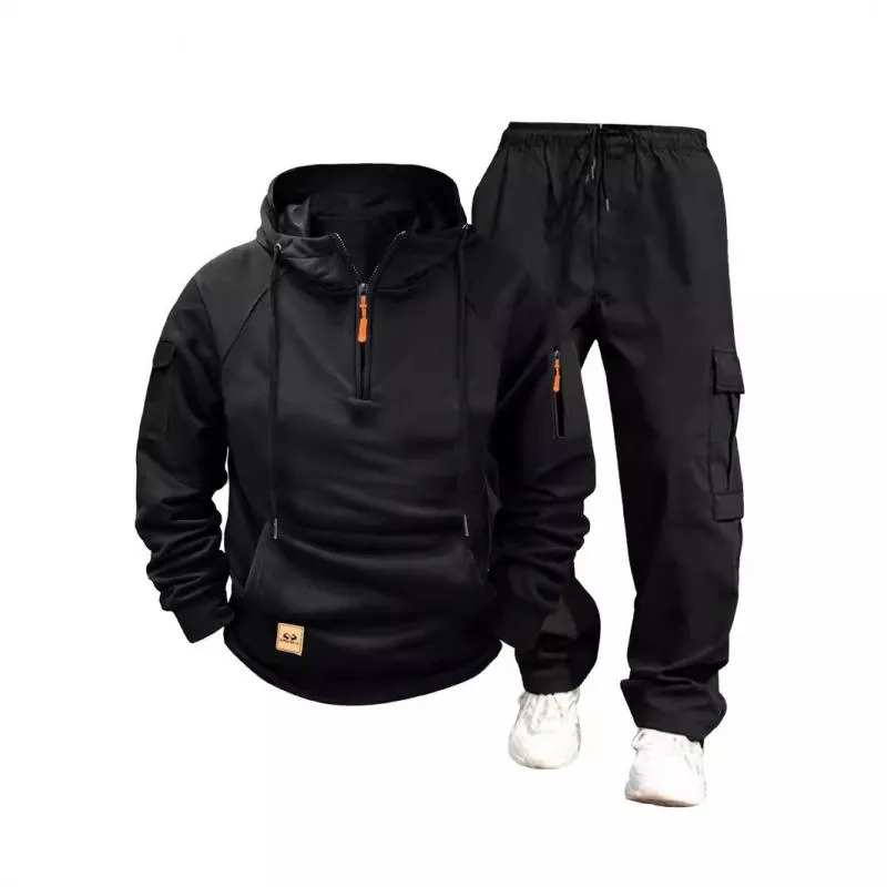 Men's Casual Solid Color Hooded Sweatshirt and Pants Set 54142080Y sold by Manly product image thumbnail 2