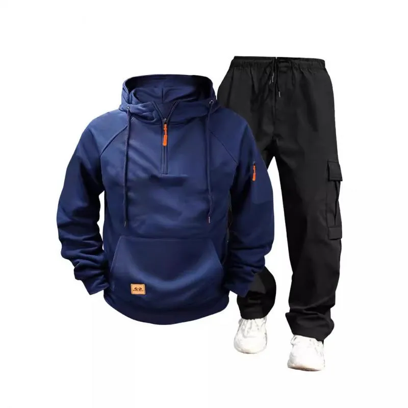 Men's Casual Solid Color Hooded Sweatshirt and Pants Set 54142080Y sold by Manly product image thumbnail 3