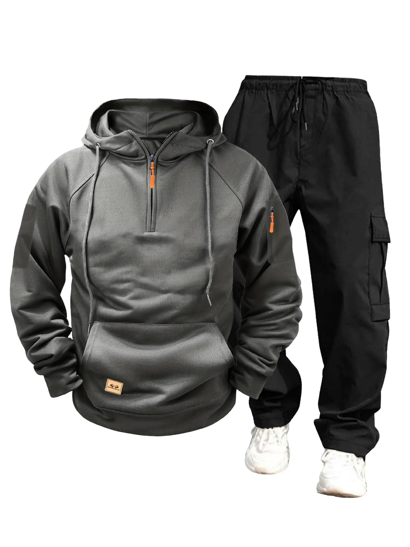 Men's Casual Solid Color Hooded Sweatshirt and Pants Set 54142080Y sold by Manly