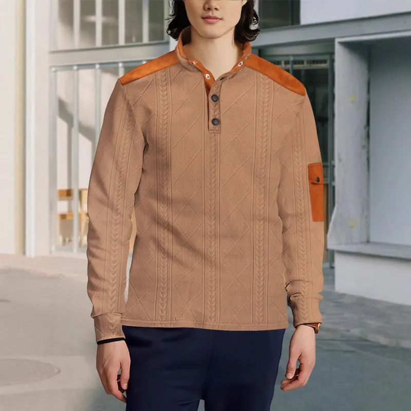 Men's Casual Colorblock Henley Neck Long Sleeve Sweatshirt 02365857Y sold by Manly product image thumbnail 2