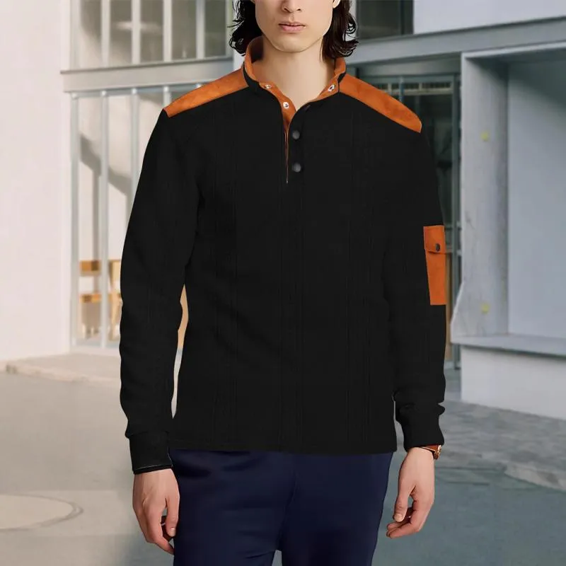 Men's Casual Colorblock Henley Neck Long Sleeve Sweatshirt 02365857Y sold by Manly product image thumbnail 3