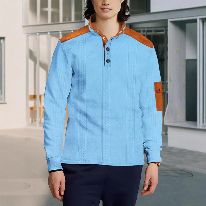 Men's Casual Colorblock Henley Neck Long Sleeve Sweatshirt 02365857Y sold by Manly product image thumbnail 4