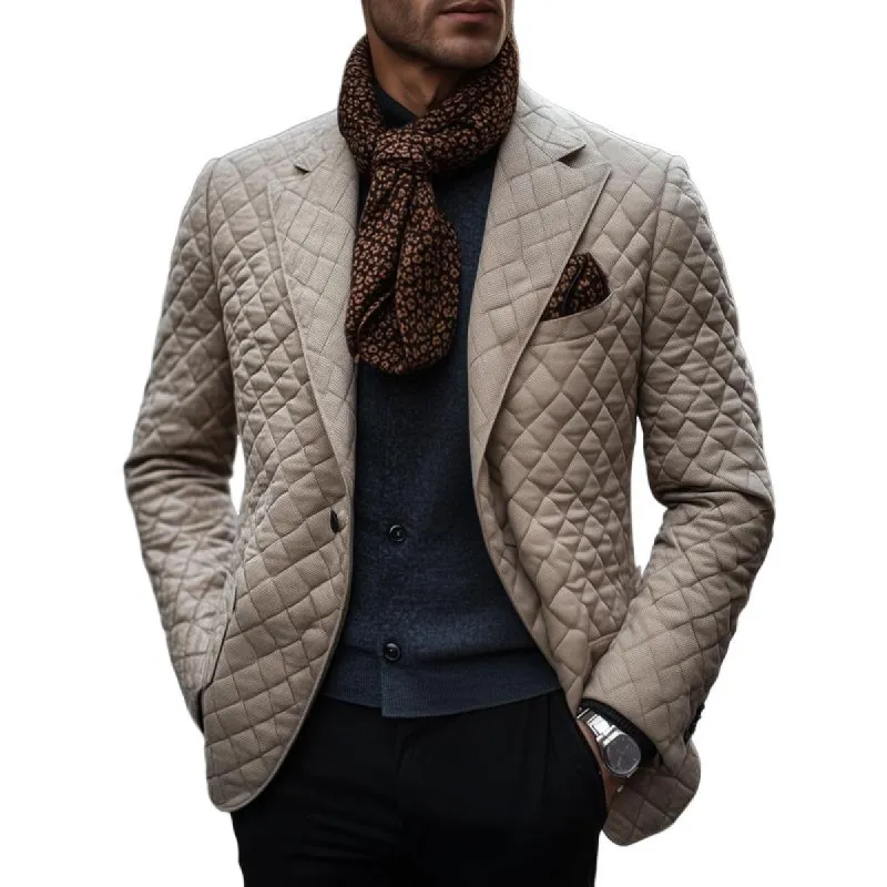 Men's Vintage Notch Lapel One Button Quilted Blazer 80091942Z sold by Manly