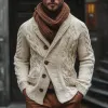 Men's Solid Cable Knit Stand Collar Single Breasted Cardigan 75828223Z sold by Manly