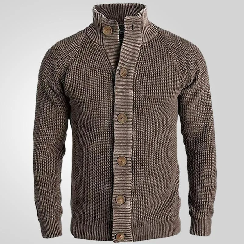 Men's Casual Stand Collar Solid Color Single Breasted Knitted Cardigan 64989213M sold by Manly product image thumbnail 4
