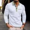 Men's Casual Colorblock Collar Slim Fit Long Sleeve Polo Shirt 61724773M sold by Manly