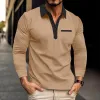 Men's Casual Colorblock Collar Slim Fit Long Sleeve Polo Shirt 61724773M sold by Manly