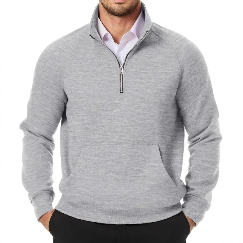 Men's Casual Zipper Stand Collar Kangaroo Pocket Loose Sports Sweatshirt 68927832M sold by Manly