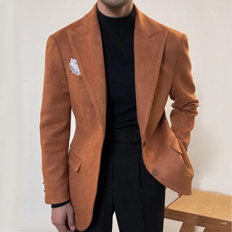 Men's Vintage Casual Solid Suede Blazer 28210268TO sold by Manly product image thumbnail 2