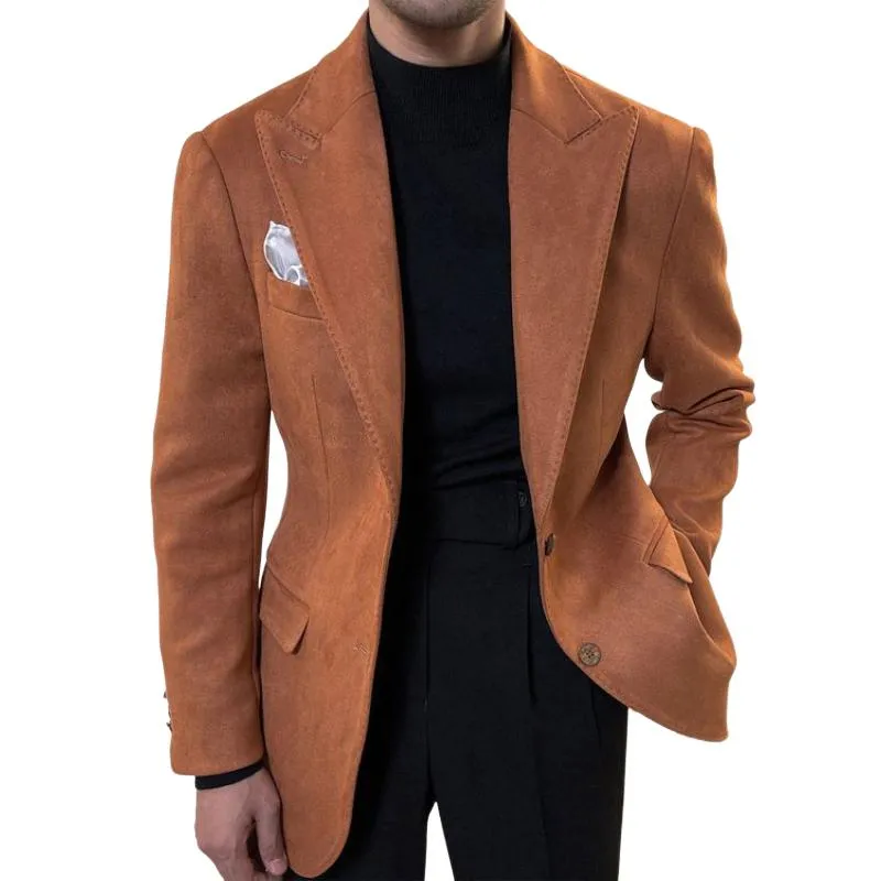 Men's Vintage Casual Solid Suede Blazer 28210268TO sold by Manly
