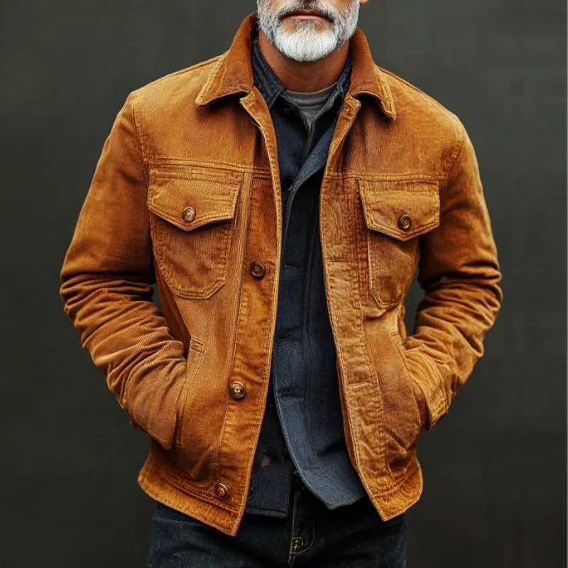 Men's Vintage Casual Corduroy Lapel Jacket 26736435TO sold by Manly product image thumbnail 2