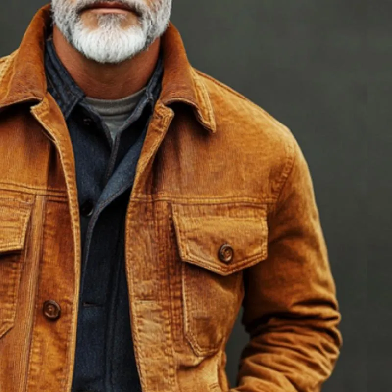 Men's Vintage Casual Corduroy Lapel Jacket 26736435TO sold by Manly product image thumbnail 3