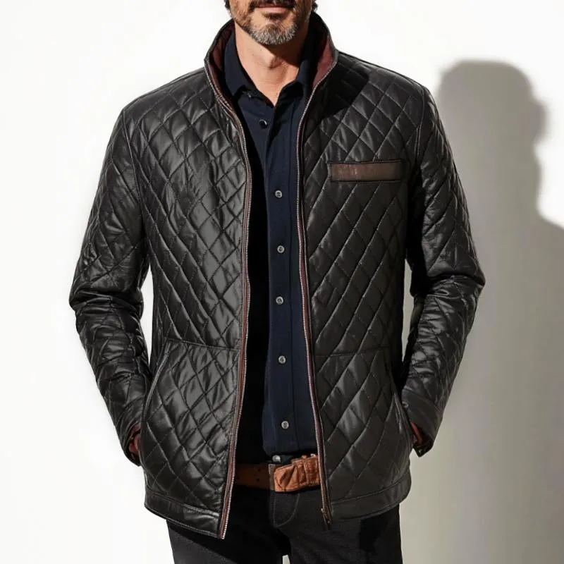 Men's Vintage Casual Quilted Patchwork Pocket Zipper Coat 93717756TO sold by Manly product image thumbnail 2
