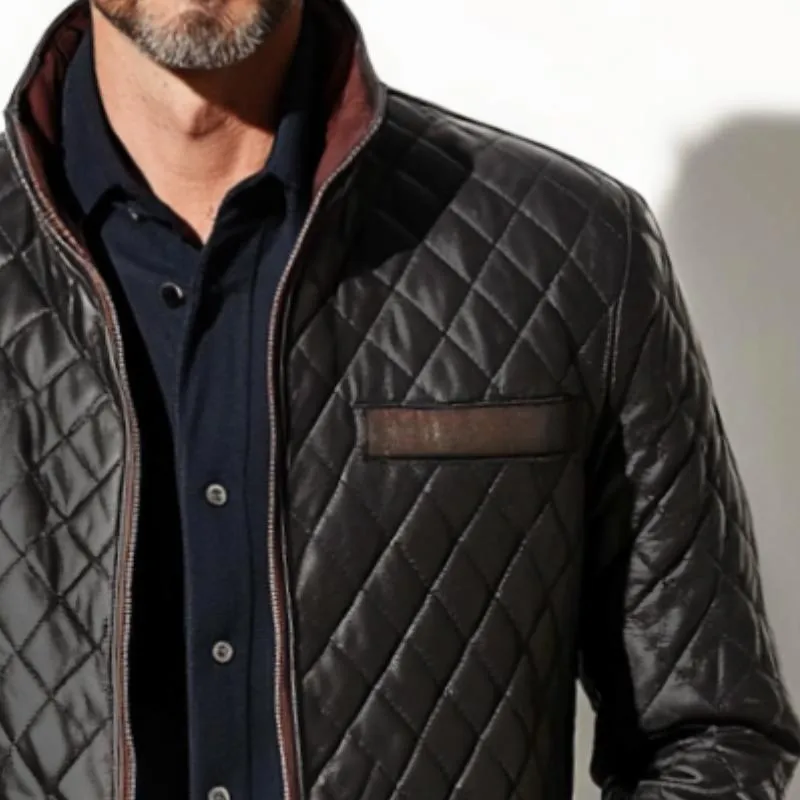 Men's Vintage Casual Quilted Patchwork Pocket Zipper Coat 93717756TO sold by Manly product image thumbnail 3