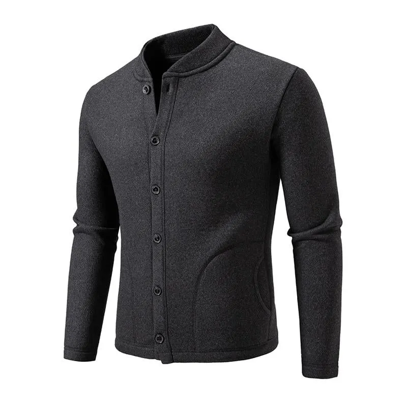 Men's Retro Casual Solid Color Stand Collar Thick Jacket 64749265X sold by Manly