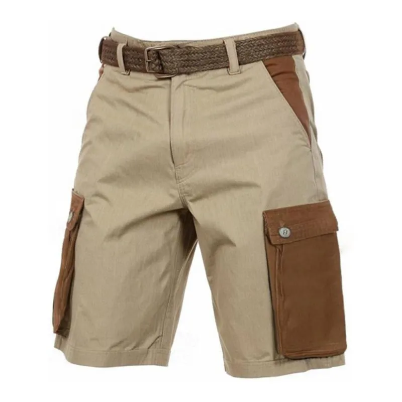 Men's Linen Patchwork Pocket Breathable Casual Shorts 23806711X sold by Manly