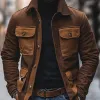 Men's Casual Outdoor Cotton Lapel Colorblock Patchwork Multi-pocket Zipper Work Jacket 52578643M sold by Manly