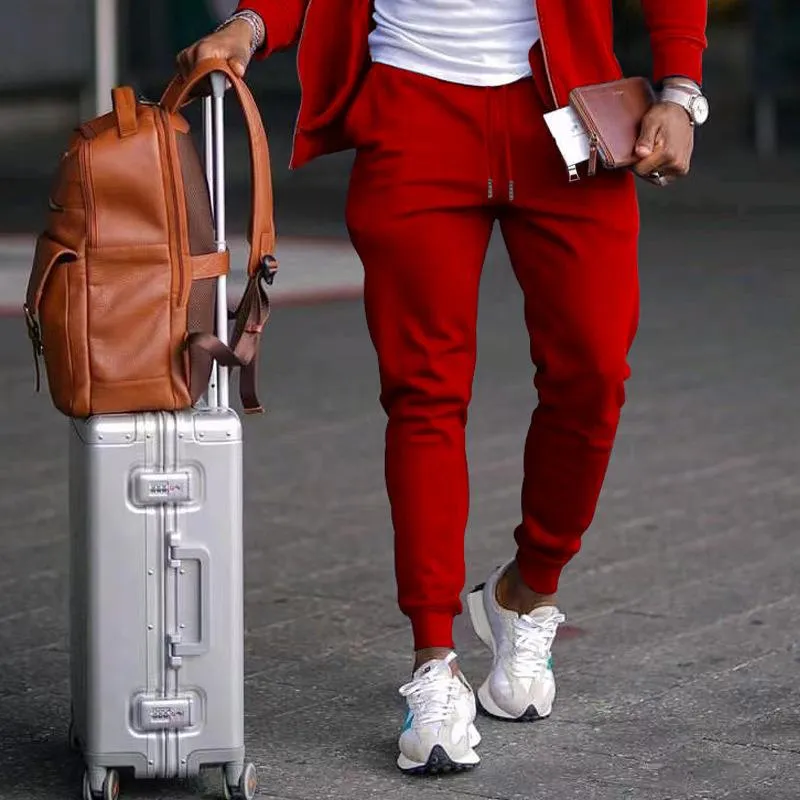 Men's Casual Solid Color Elastic Waist Loose Sports Pants 72484418M sold by Manly product image thumbnail 5