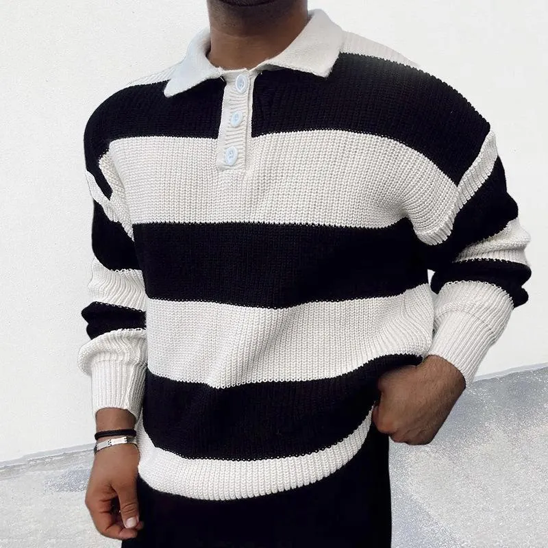 Men's Casual Color Block Polo Collar Long Sleeve Pullover Sweater 14838103M sold by Manly product image thumbnail 3