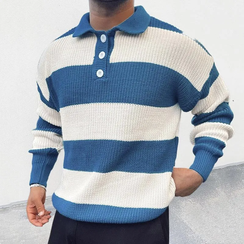 Men's Casual Color Block Polo Collar Long Sleeve Pullover Sweater 14838103M sold by Manly product image thumbnail 5