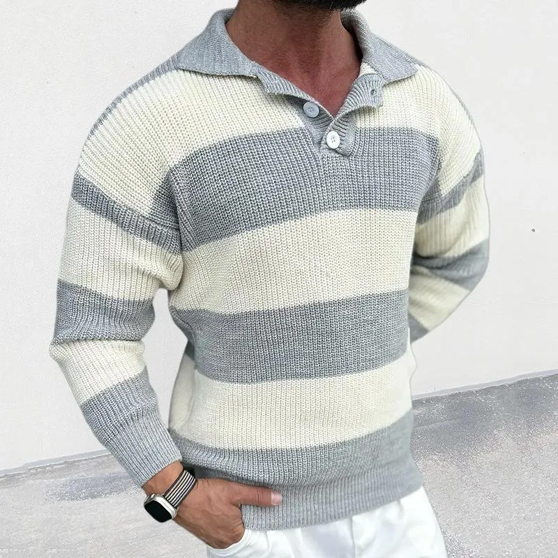 Men's Casual Color Block Polo Collar Long Sleeve Pullover Sweater 14838103M sold by Manly product image thumbnail 4
