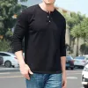 Men's Casual Solid Color Henley Collar Cotton Long Sleeve T-Shirt 78552325Y sold by Manly