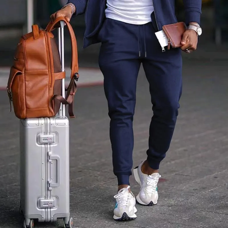 Men's Casual Solid Color Elastic Waist Loose Sports Pants 72484418M sold by Manly product image thumbnail 4