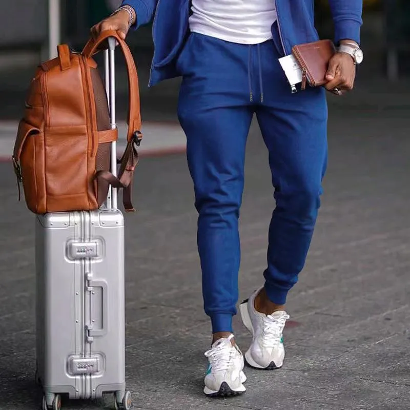 Men's Casual Solid Color Elastic Waist Loose Sports Pants 72484418M sold by Manly product image thumbnail 2