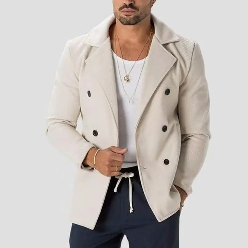 Men's Solid Color Notch Lapel Double Breasted Casual Blazer 33359922Z sold by Manly product image thumbnail 3