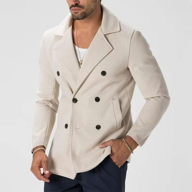 Men's Solid Color Notch Lapel Double Breasted Casual Blazer 33359922Z sold by Manly product image thumbnail 2