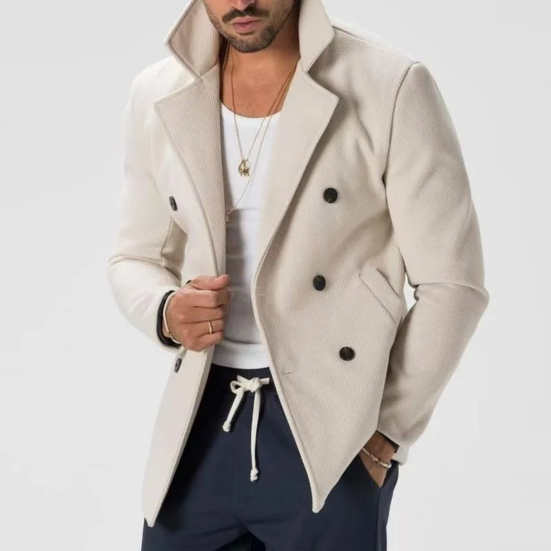 Men's Solid Color Notch Lapel Double Breasted Casual Blazer 33359922Z sold by Manly product image thumbnail 4