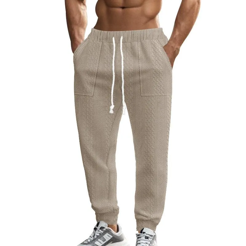Men's Solid Color Textured Elastic Waist Sports Pants 86208350Z sold by Manly product image thumbnail 4