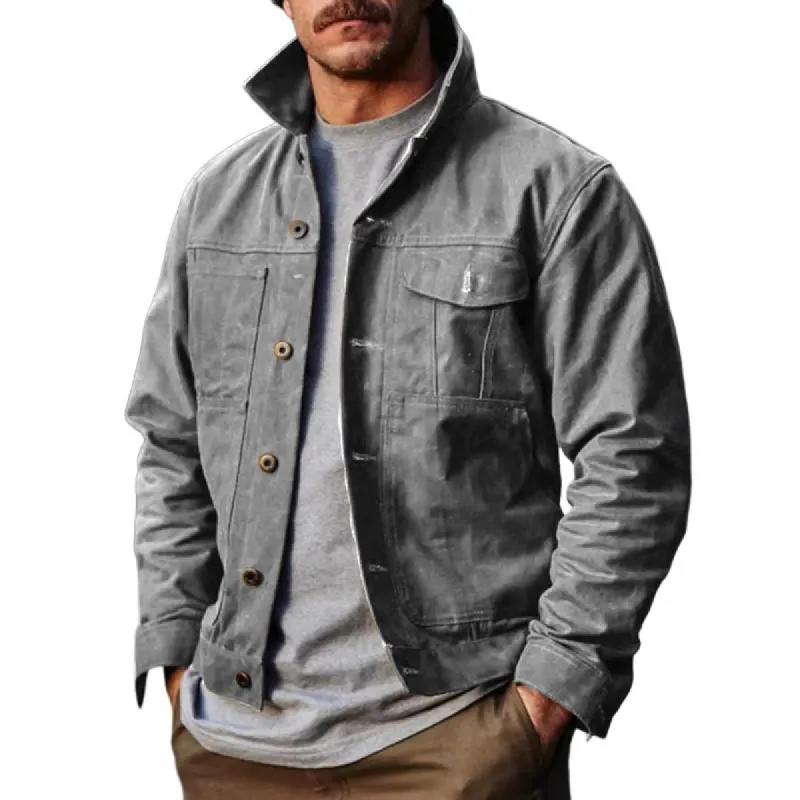 Men's Retro Lapel Multi-pocket Single Breasted Jacket 66249469Z sold by Manly
