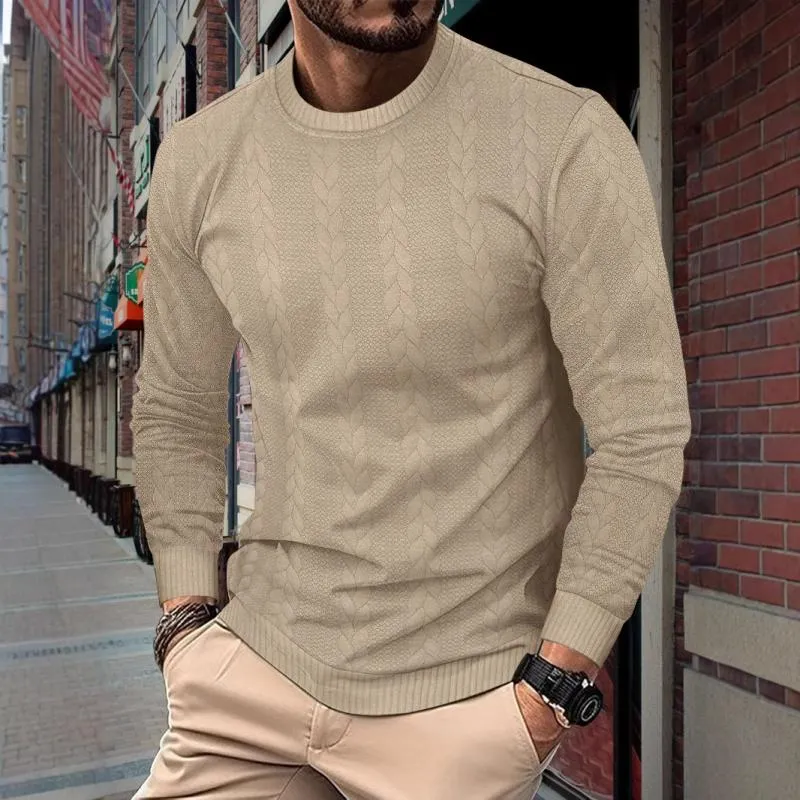 Men's Solid Color Textured Round Neck Long Sleeve Casual Sweatshirt 57235404Z sold by Manly product image thumbnail 5