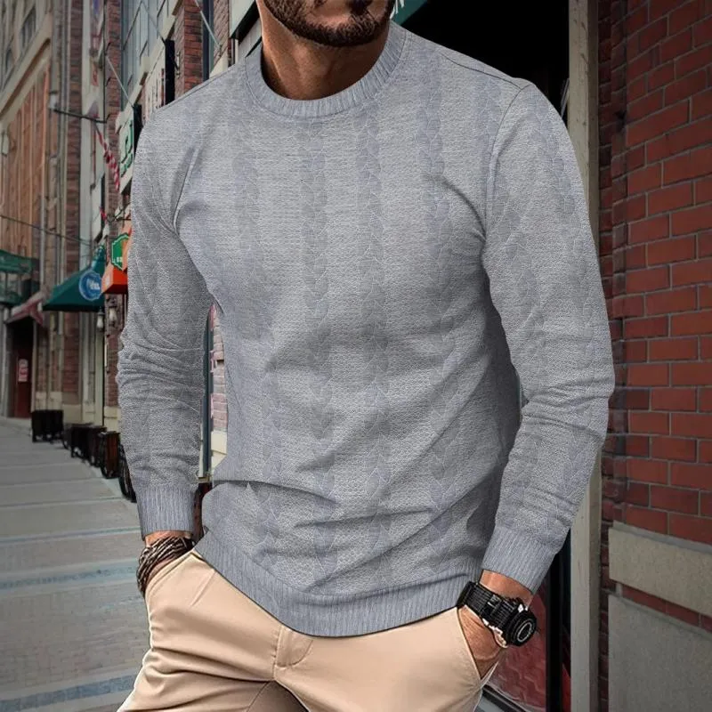 Men's Solid Color Textured Round Neck Long Sleeve Casual Sweatshirt 57235404Z sold by Manly product image thumbnail 3