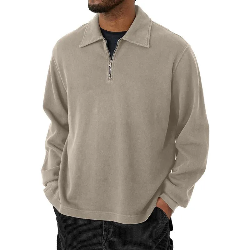 Men's Vintage Solid Color Zipper Nack Sweatshirt 83280083Y sold by Manly product image thumbnail 5