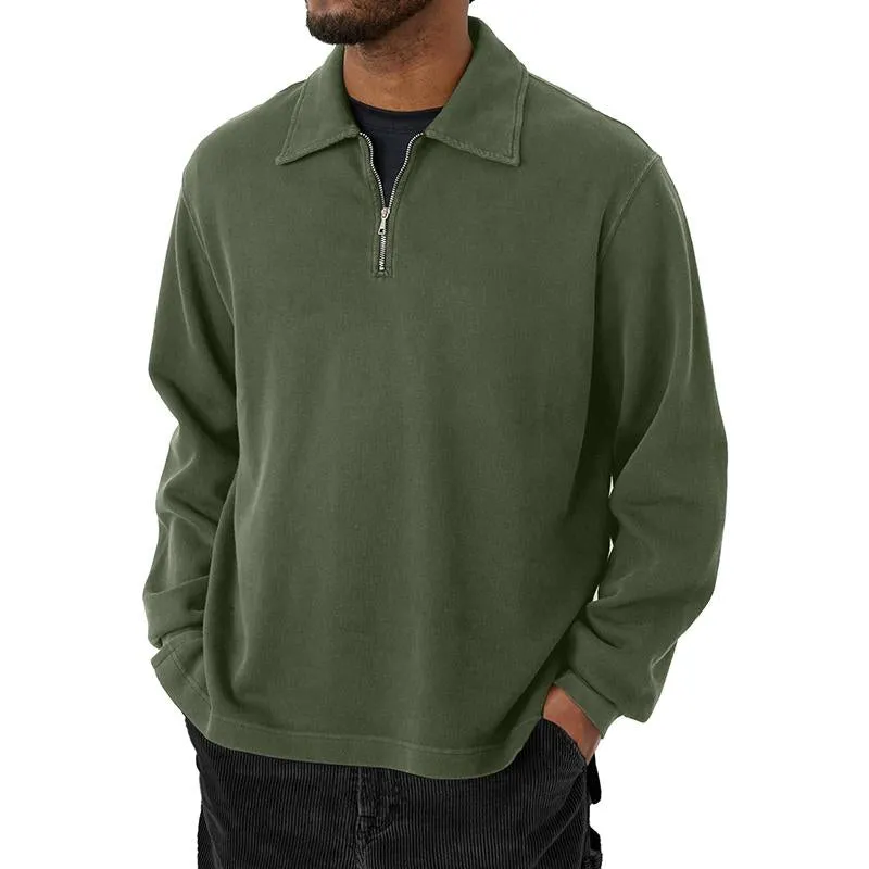 Men's Vintage Solid Color Zipper Nack Sweatshirt 83280083Y sold by Manly product image thumbnail 4