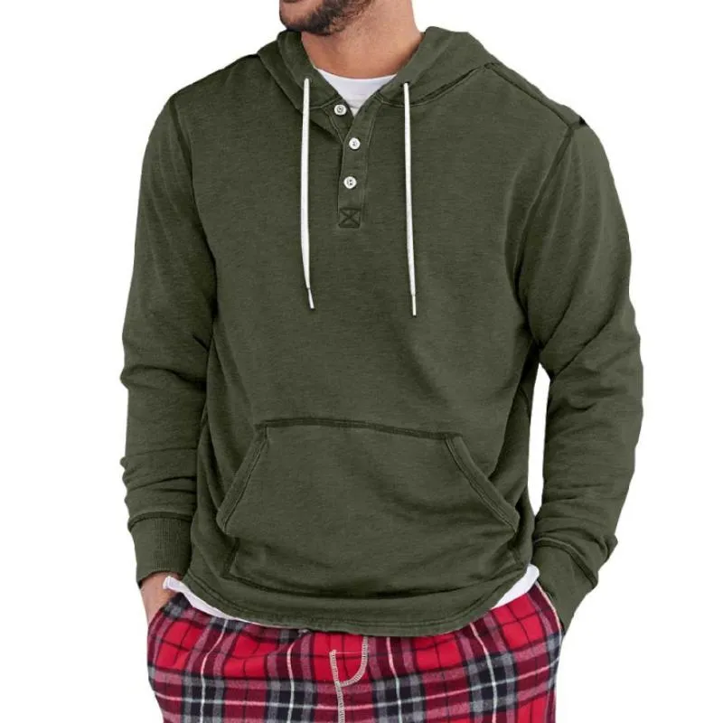 Men's Vintage Solid Color Button Hooded Sweatshirt 13517682Y sold by Manly product image thumbnail 3