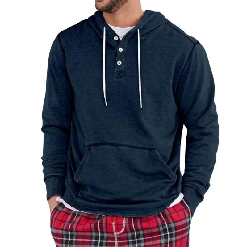 Men's Vintage Solid Color Button Hooded Sweatshirt 13517682Y sold by Manly product image thumbnail 5