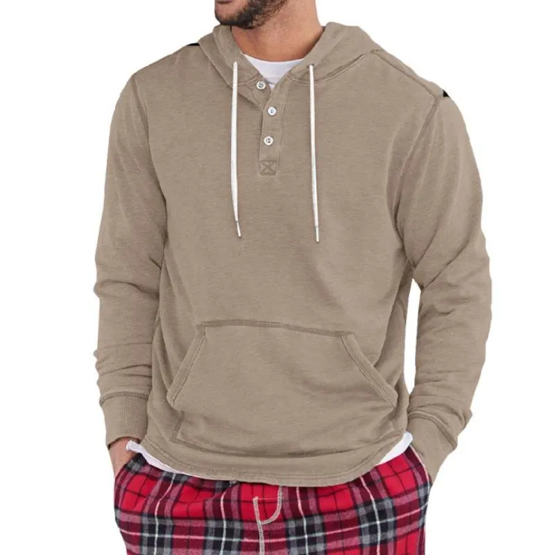 Men's Vintage Solid Color Button Hooded Sweatshirt 13517682Y sold by Manly product image thumbnail 2