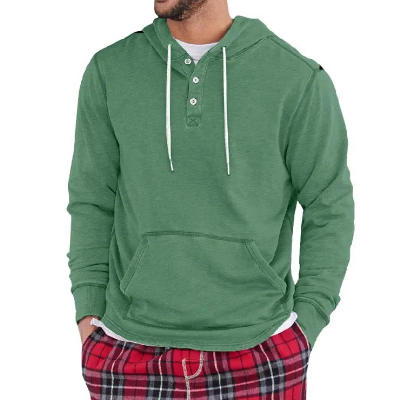 Men's Vintage Solid Color Button Hooded Sweatshirt 13517682Y sold by Manly product image thumbnail 4