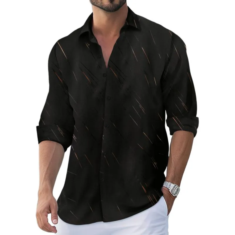 Men's Casual Gold Line Printed Long Sleeve Shirt 28628863Y sold by Manly